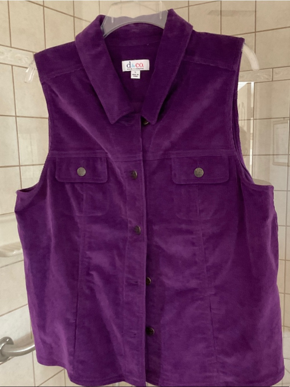 d&co Purple Corduroy Button Vest